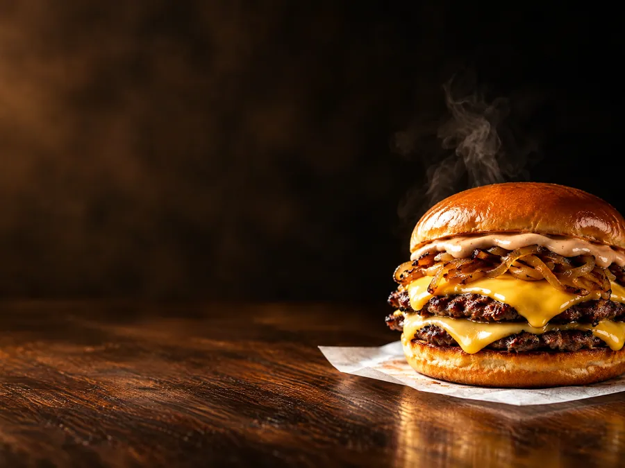 Le Buron : double steak, tomme fraîche du Cantal, lard paysan grillé et sauce ail noir